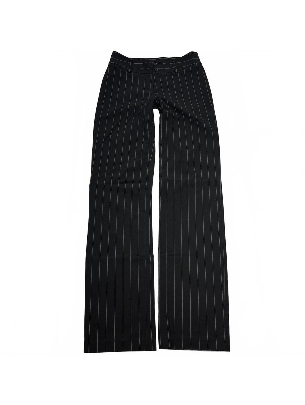 Vintage Esprit Sz 7 Black White Pinstripe Straight Leg Mid/ Low Rise Trousers